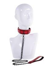 Sex & Mischief Ex's & Oh's Collar & Leash - Red/Black