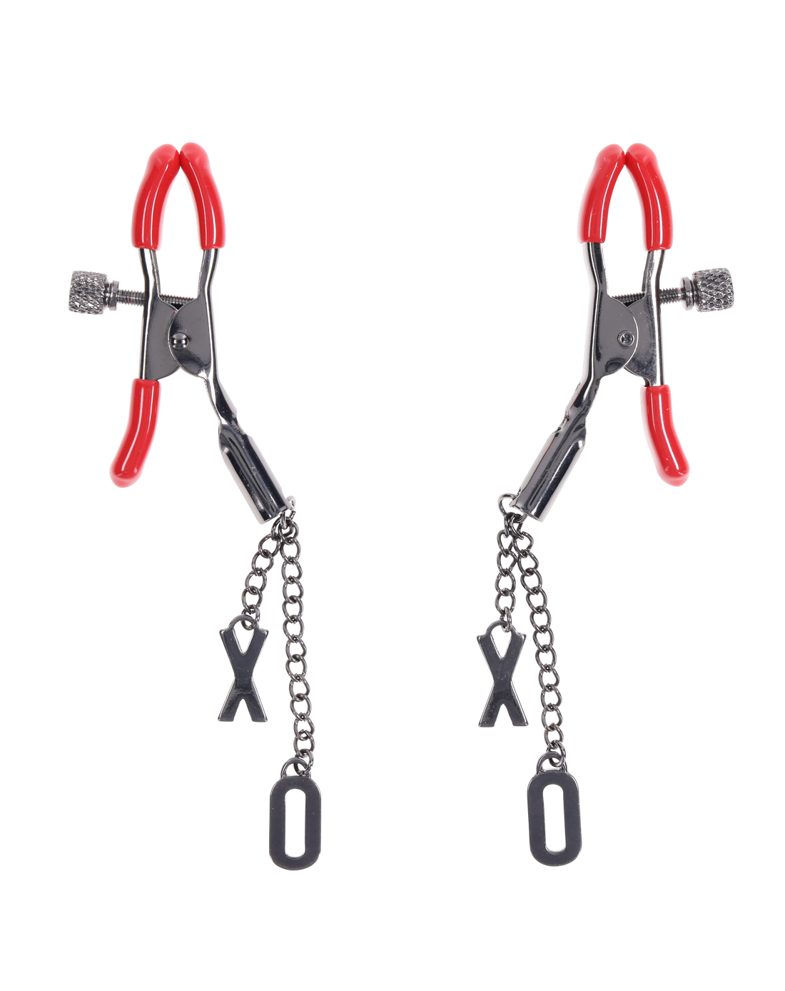 Sex & Mischief Ex's & Oh's Nipple Clamps - Red/Black