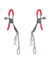 Sex & Mischief Ex's & Oh's Nipple Clamps - Red/Black