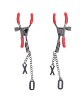 Sex & Mischief Ex's & Oh's Nipple Clamps - Red/Black