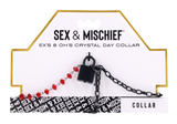 Sex & Mischief Ex's & Oh's Crystal Day Collar - Red/Black