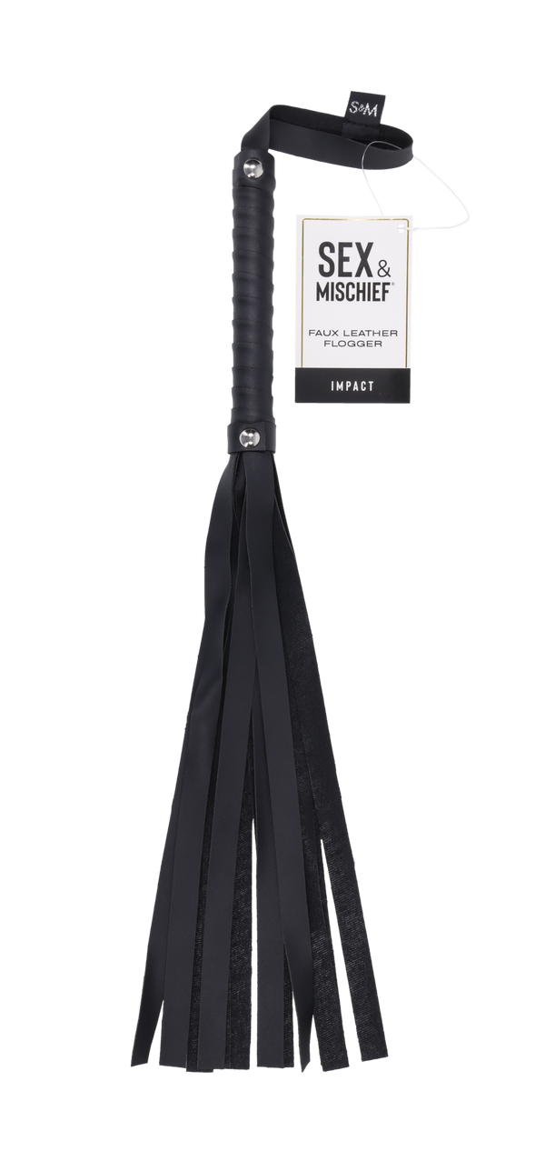 Sex & Mischief Faux Leather Flogger - Black
