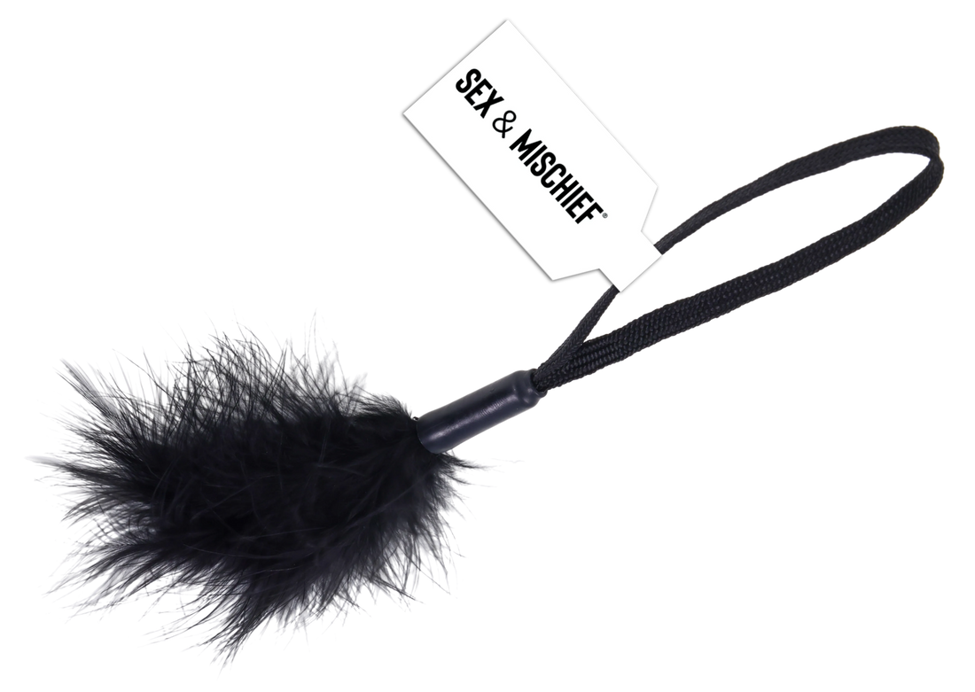 Sex & Mischief Peaches 'n CreaMe Wrist Feather Tickler - Black