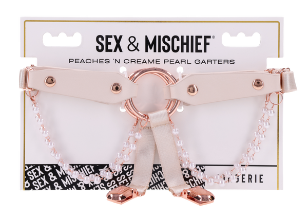 Sex & Mischief Peaches 'n CreaMe Pearl Garters