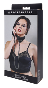 Sportsheets Velvet Noir Collar & Leash - Black