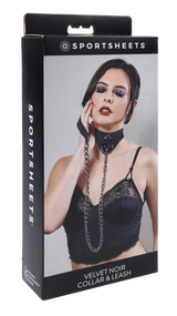 Sportsheets Velvet Noir Collar & Leash - Black
