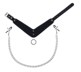 Sportsheets Velvet Noir Collar & Removable Clamps - Black