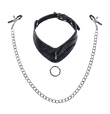 Sportsheets Velvet Noir Collar & Removable Clamps - Black