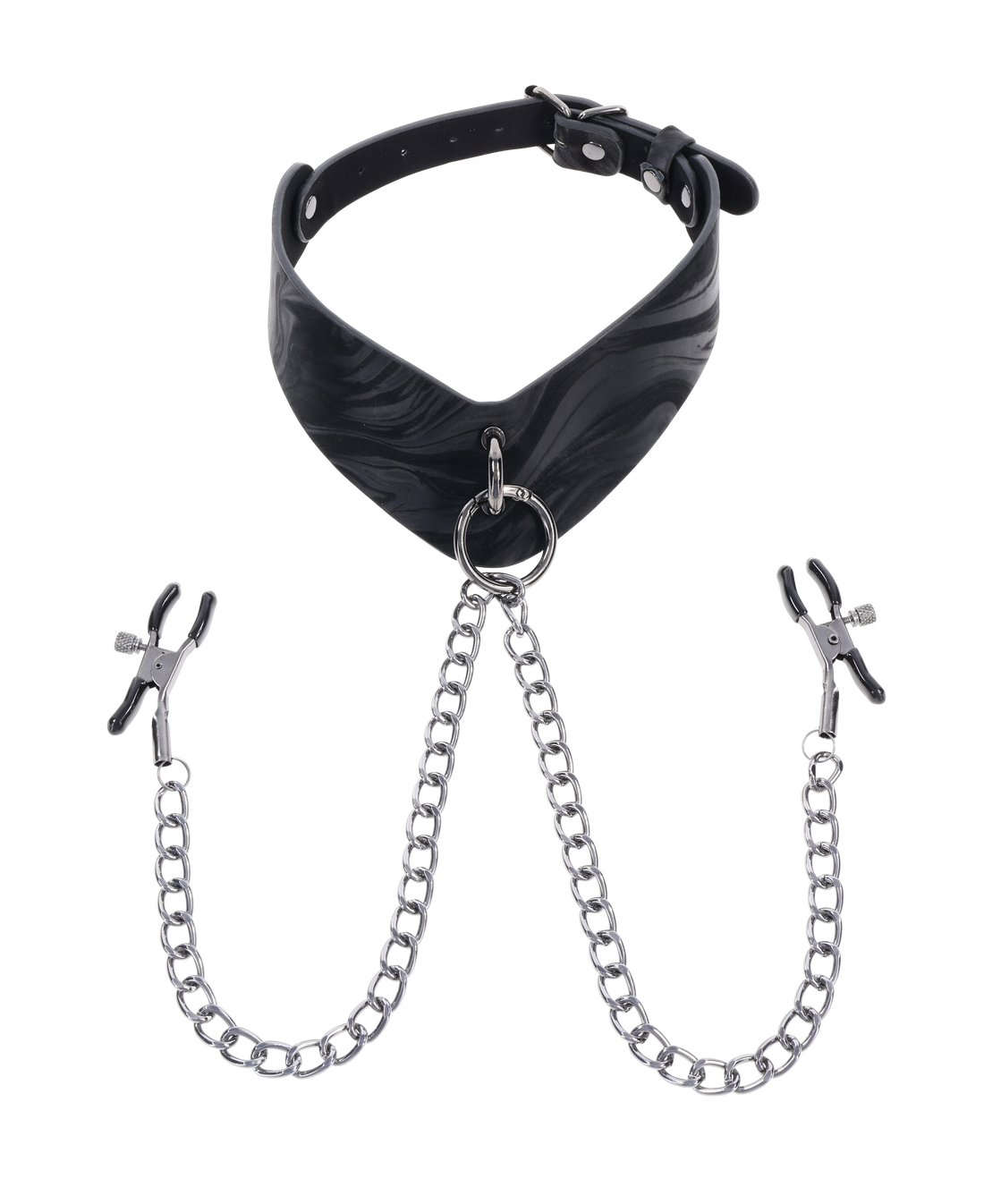 Sportsheets Velvet Noir Collar & Removable Clamps - Black