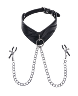 Sportsheets Velvet Noir Collar & Removable Clamps - Black