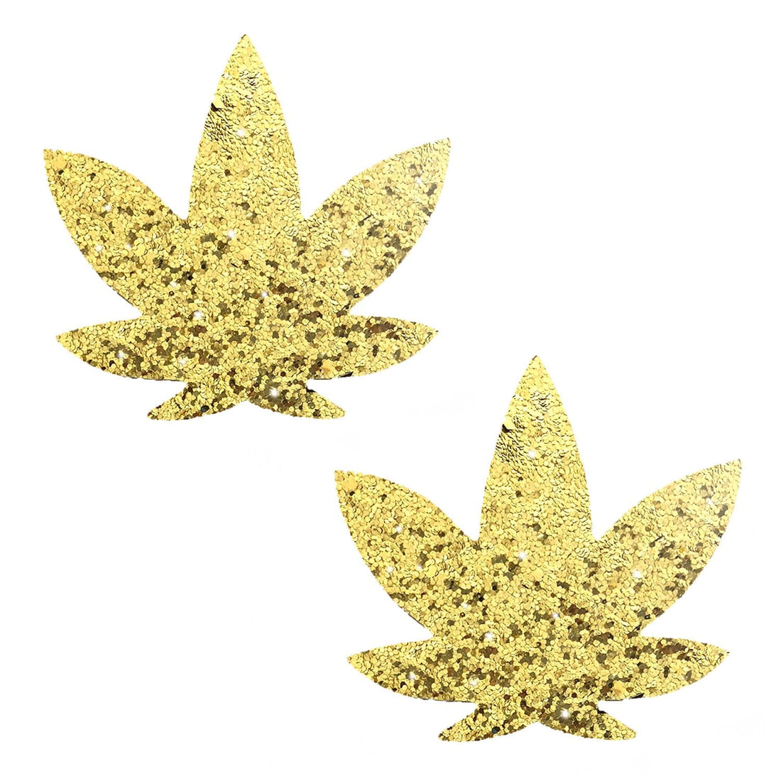 Neva Nude Super Sparkle Glitter Dope AF Weed Leaf Pasties - Gold