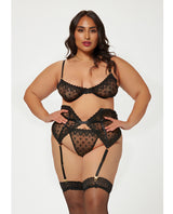 Seven ’til Midnight Queen Valentines Heart Embroidered Mesh Waspie Bra Set