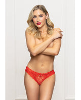 Seven ’til Midnight Lace Panty Heart Cut Out Back & Pearl Chain Red