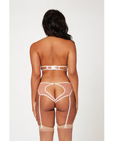 Seven ’til Midnight Mesh Cut Out Halter Teddy Nude/White