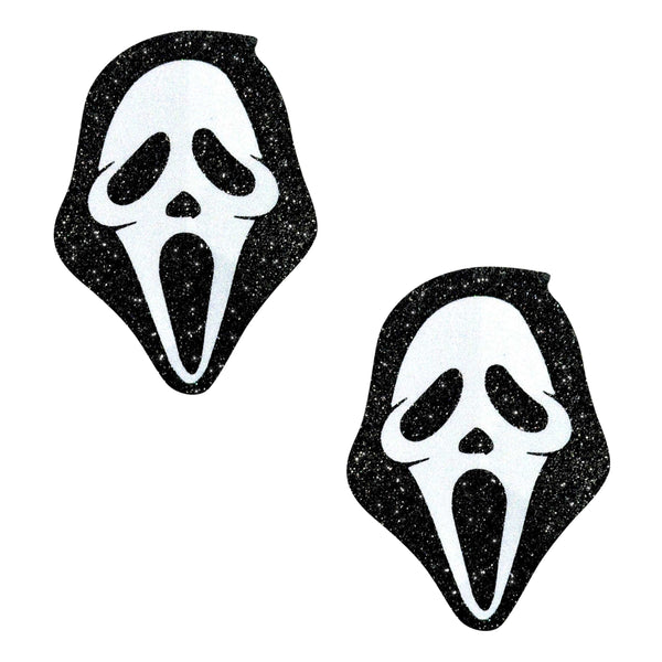 Neva Nude Scream Ghost Face Pasties - Black/White