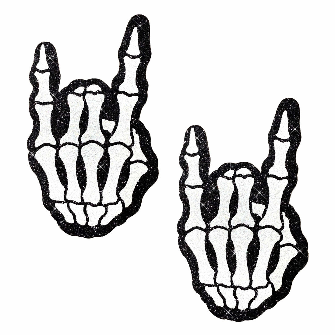 Neva Nude Rock On Skeleton Glitter Pasties - Black/White
