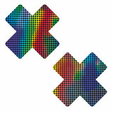 Neva Nude Holographic X Factor Pasties - Rainbow/Black
