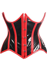 Daisy Top Drawer Black Red Vinyl Patent PVC Underwire Curvy Cut Cincher Corset