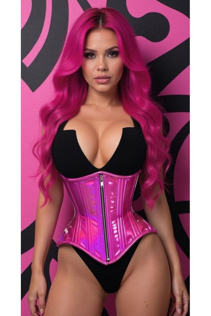 Daisy Corsets Top Drawer Fuchsia Holo Double Steel Boned Underbust Waist Cincher Corset
