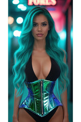 Daisy Corsets Top Drawer Holo Double Steel Boned Underbust Waist Cincher Corset