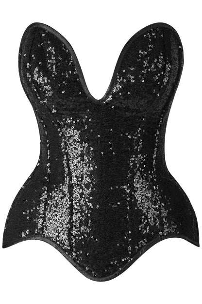 Daisy Corsets Top Drawer 5 PC Premium Black Sequin Dark Angel Corset Costume