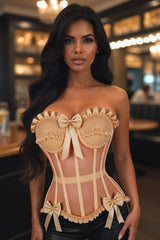 Daisy Corsets Top Drawer Steel Boned Nude Mesh Underwire Bustier Corset