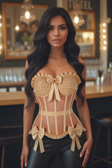 Daisy Corsets Top Drawer Steel Boned Nude Mesh Underwire Bustier Corset