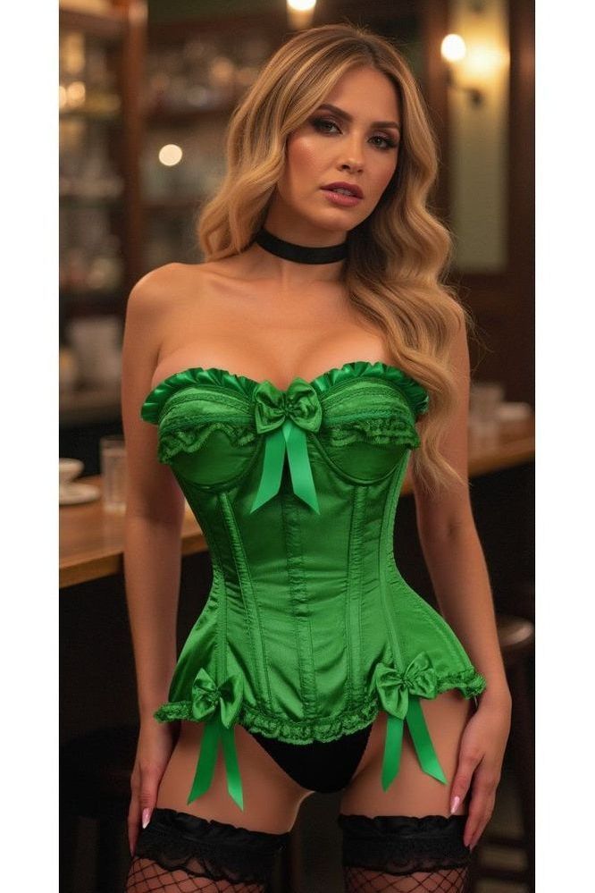 Daisy Corsets Top Drawer Green Satin Steel Boned Burlesque Corset