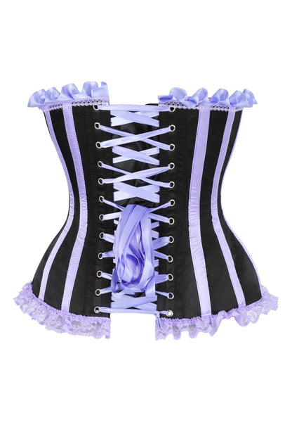 Daisy Corsets Top Drawer 2 PC Purple/Black Burlesque Steel Boned Corset & Bloomer Set
