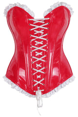 Daisy Corsets Top Drawer 2 PC Steel Boned Vinyl Patent Corset & Striped Bloomers Set