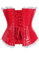 Daisy Corsets Top Drawer 2 PC Steel Boned Vinyl Patent Corset & Striped Bloomers Set