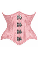 Daisy Corsets Top Drawer Double Steel Boned Light Pink Brocade Curvy Underbust Corset