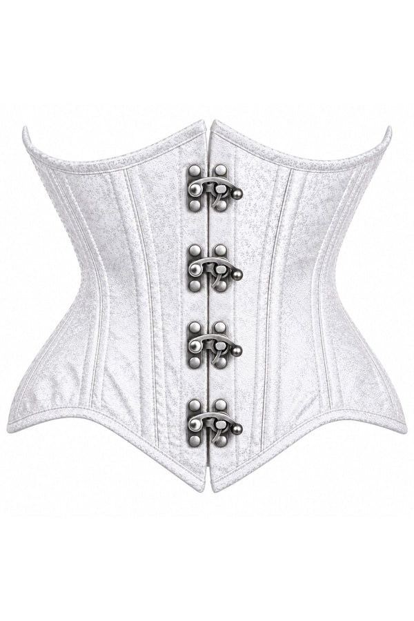 Daisy Corsets Top Drawer Double Steel Boned White Brocade Curvy Underbust Corset