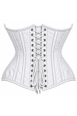 Daisy Corsets Top Drawer Double Steel Boned White Brocade Curvy Underbust Corset