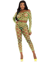 Leg Avenue 2 Pc Net Crop Top and Footless Tights