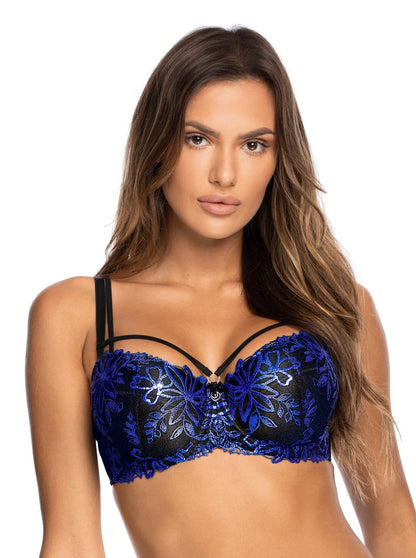 Axami V-10231 Padded Balconette Bra Blue Shimmer Brilliance