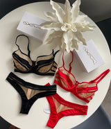 Axami 10501 Sheer Stripe Underwire Bra Red Soft Everyday Comfort Supportive
