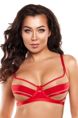 Axami 10501 Sheer Stripe Underwire Bra Red Soft Everyday Comfort Supportive