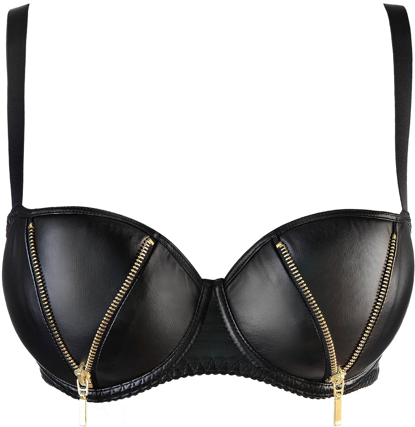 Axami 10591 Balconette Latex Bra Gold Zippers MADE IN EUROPE