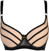 Axami 11071 Sheer Stripe Unlined Bra On the Clouds Nude/Black