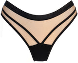 Axami 11075 Sheer Stripe Brazilian Thong On the Clouds Nude/Black