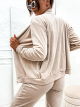 Axami Apparel 11700 Unique Womens Tracksuit Set Soft Velour Cream MADE IN EUROPE