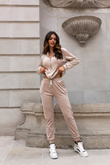 Axami Apparel 11700 Unique Womens Tracksuit Set Soft Velour Cream MADE IN EUROPE