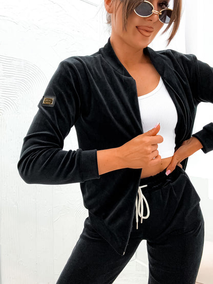 Axami Apparel 11710 Unique Women's Tracksuit Set Soft Velour Black