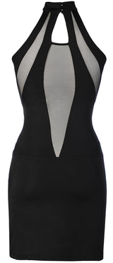 Axami 9269 Sexy Microfiber High Neck Black Sheer Inserts Dress MADE IN EUROPE