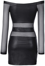 Axami 9309 Sexy Faux Latex Black Sheer Stripes Wetlook Dress MADE IN EUROPE