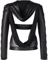 Axami 9320 Sexy Soft Latex Hoodie Top Open Back Zip Front Black MADE IN EUROPE