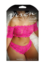 Fantasy Vixen Hypnotized Lace Crop & Panty Ultra Pink Queen