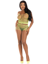 Leg Avenue 2 Pc Net Tank Top With Boy Shorts