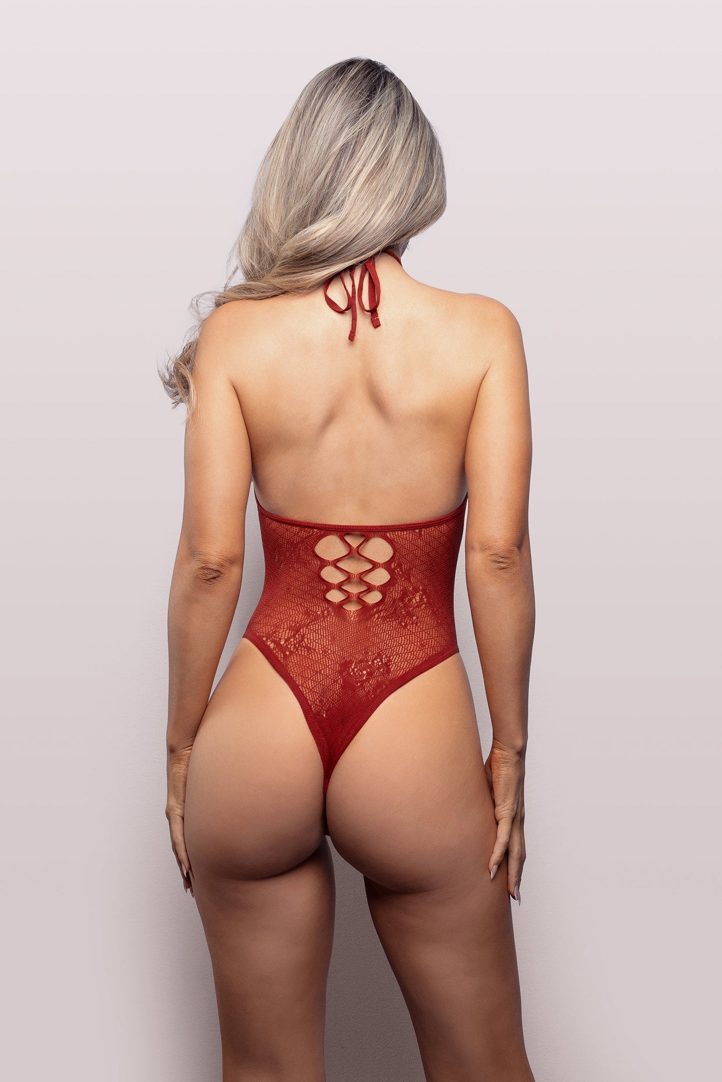 Fantasy Vixen Just Kissed Plunge Halter Teddy